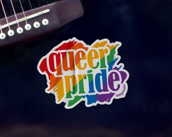 LGBT Car Sticker: Queer Pride Weather-Resistant Dishwasher-Safe Vinyl Sticker (3.25inx2.5in)