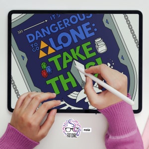 It&#39;s Dangerous to Go Alone: Color This! Legend of Zelda Coloring Page Digital Download (Non-Commercial Multi-Use)