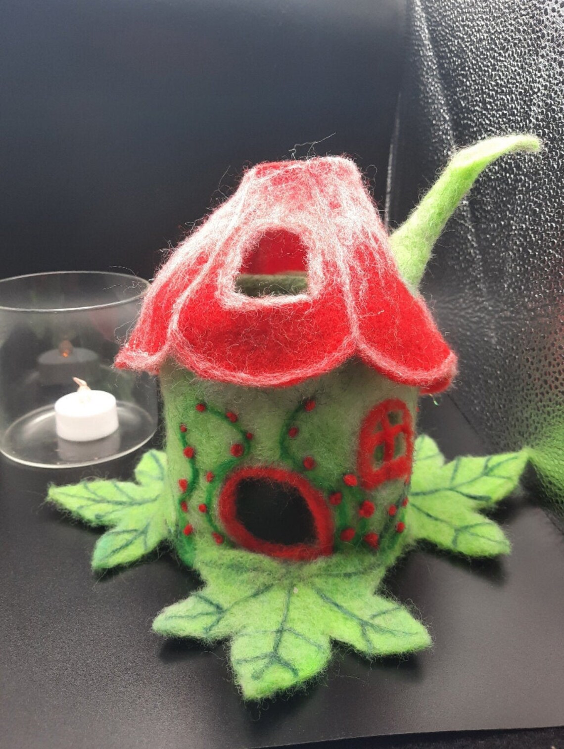 Needle Felted Fairy House Tea Light Holder Toadstool Etsy