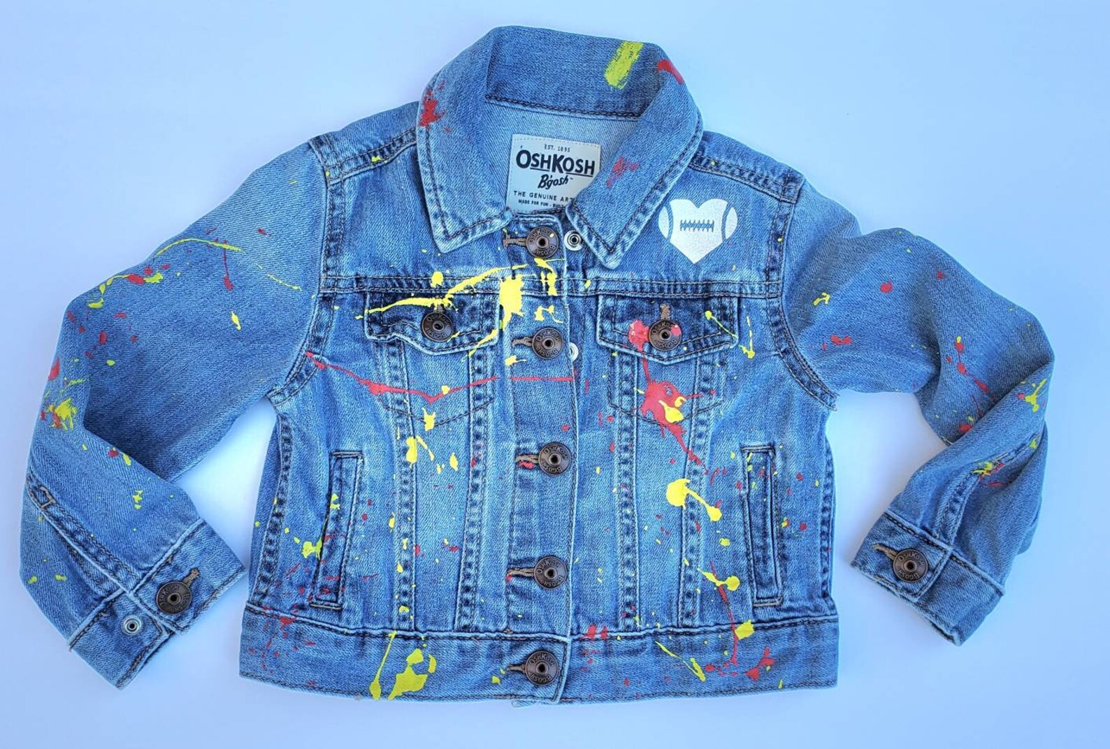 Chiefs Paint Splatter Jean Jacket Etsy
