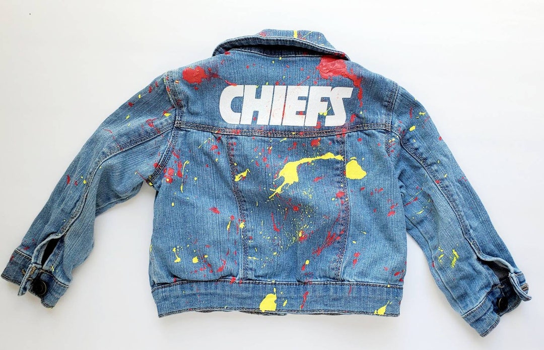Chiefs Paint Splatter Jean Jacket Etsy