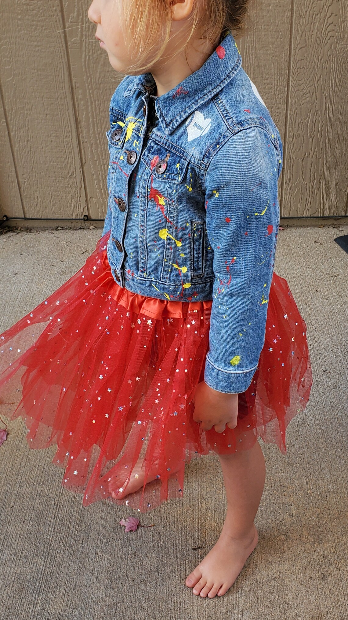 Chiefs Paint Splatter Jean Jacket Etsy