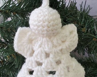 Christmas ornament. Crocheted angel, crochet Christmas. Angel. Tree trimming. Handmade ornament. Christmas decor. White decor. Christmas