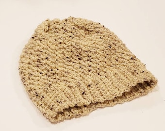 Simple Light Brown Crochet Beanie Hat | Crochet Gifts | Crochet Beanie Hat