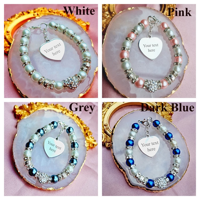 Flower Girl bracelet, Handmade Personalized Engraved Flower girl Gift, Wedding jewellery, Wedding gift, Bridesmaid Bracelet Proposal Gift image 4