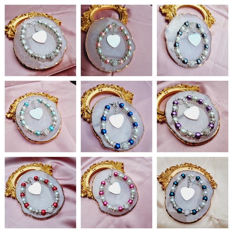 Flower Girl bracelet, Handmade Personalized Engraved Flower girl Gift, Wedding jewellery, Wedding gift, Bridesmaid Bracelet Proposal Gift image 3