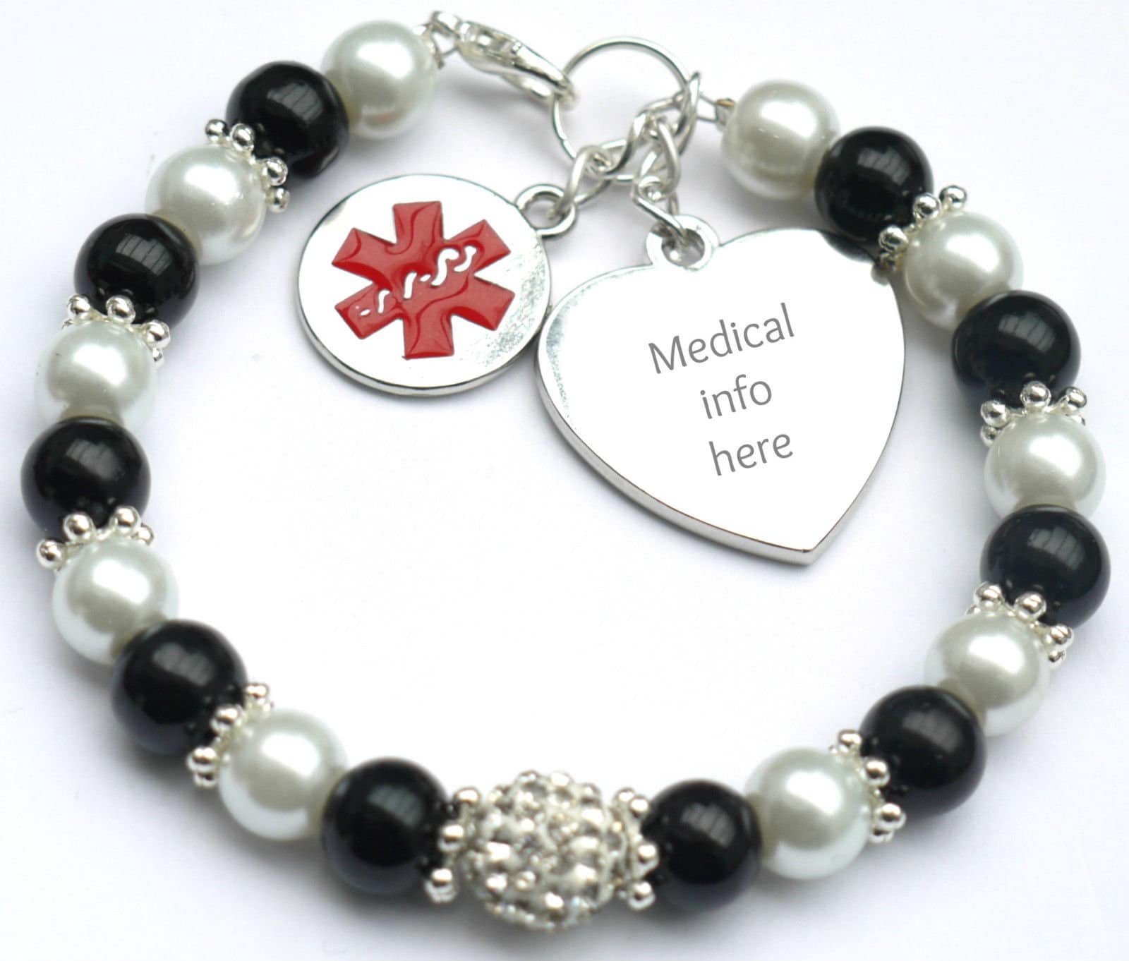 Personalised Handmade Medical ID Bracelet for Women, Medical Alert Bracelet for Kids, Diabetes Type 1 2, Epilepsy, Autism, Warfarin, Allergy