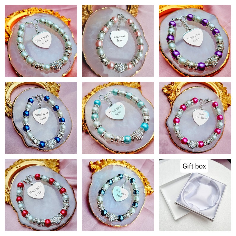 Flower Girl bracelet, Handmade Personalized Engraved Flower girl Gift, Wedding jewellery, Wedding gift, Bridesmaid Bracelet Proposal Gift image 10
