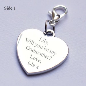 Will you be my Godmother, Godmother wish, Personalised charm, Engraved Gift, Birthday Gift, Anniversary, Wedding favours, Valentines Day image 1