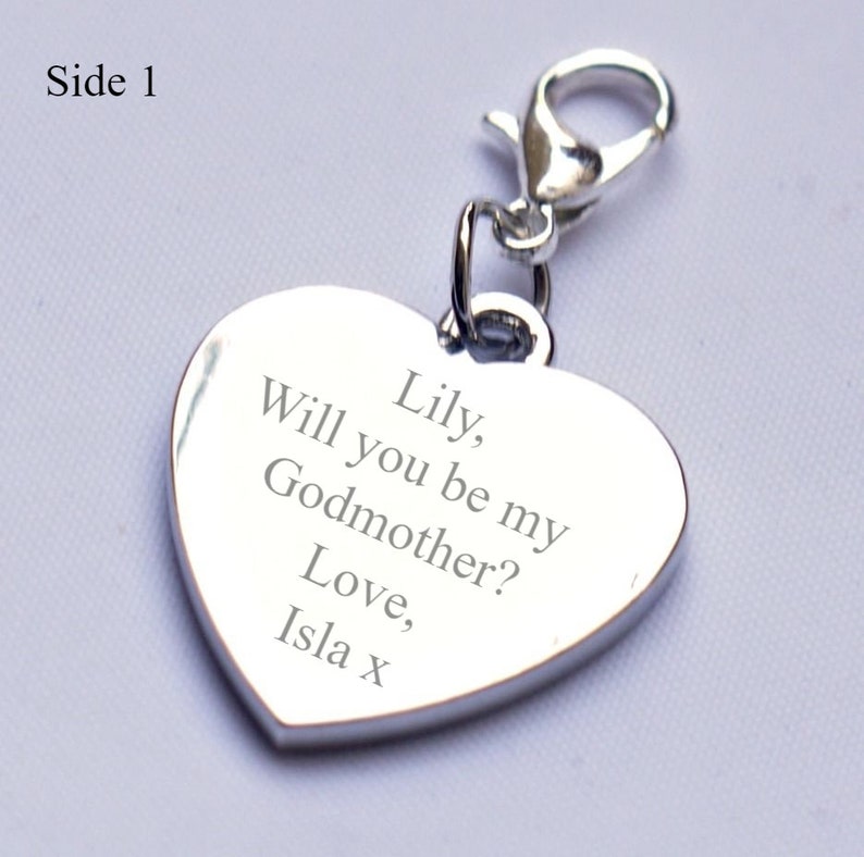 Will you be my Godmother, Godmother wish, Personalised charm, Engraved Gift, Birthday Gift, Anniversary, Wedding favours, Valentines Day image 1