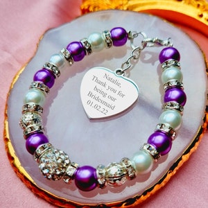 Engraved Personalized Bridesmaid bracelet, Flower girl Gift, Wedding jewellery, Wedding gift, Bridesmaid Proposal gifts, Maid of honour gift
