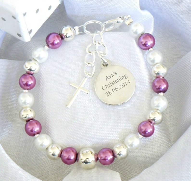 Personalised Christening Gift Baby Bracelet and Charm Baptism Etsy
