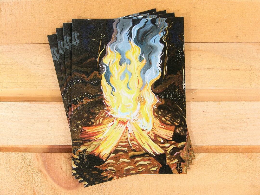 Fire Art Print // Fire Painting // Campfire Art // Campfire Painting ...