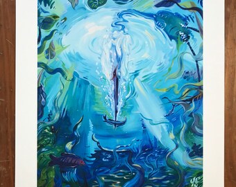 Original Art Print, Giclee Print, White Heron, Tropical Bird Art, Bird Lover, Wildlife Art, Home Decor