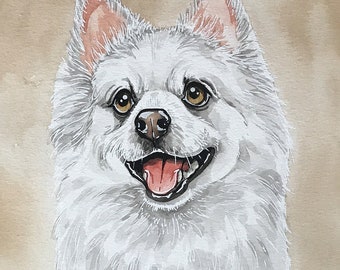 Custom handmade pet portrait watercolor painted from your photo