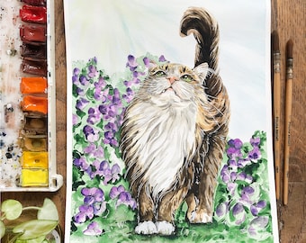 Custom Watercolor Pet Portrait: Personalized Dog or Cat Painting