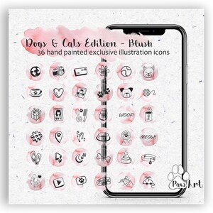 36 Set Dog Instagram Highlight Icons Unique Watercolor Dog Icons Pet Highlights, Instagram Story Highlight Covers, Social Media Icons Cat IG
