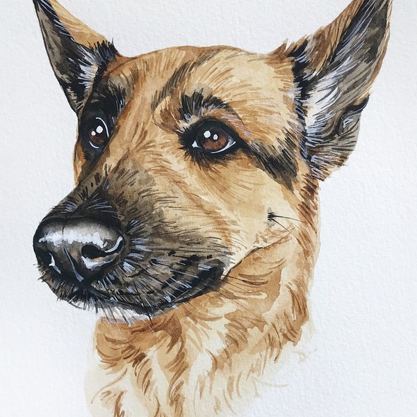 Pet portrait watercolor, personalized pet gift,dog portrait custom painting,custom dog portrait from photo,dog painting memorial