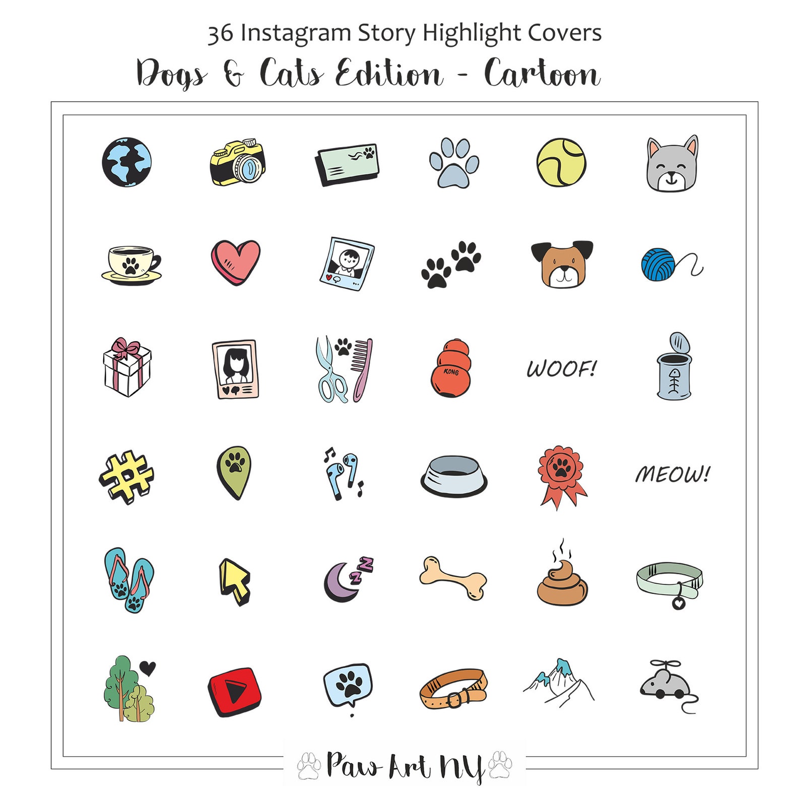 36 Set Dog Instagram Highlight Icons Unique Cartoon Dog Icons Etsy