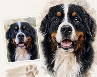 Personalized Dog or Cat Painting - Custom Watercolor Pet Portrait