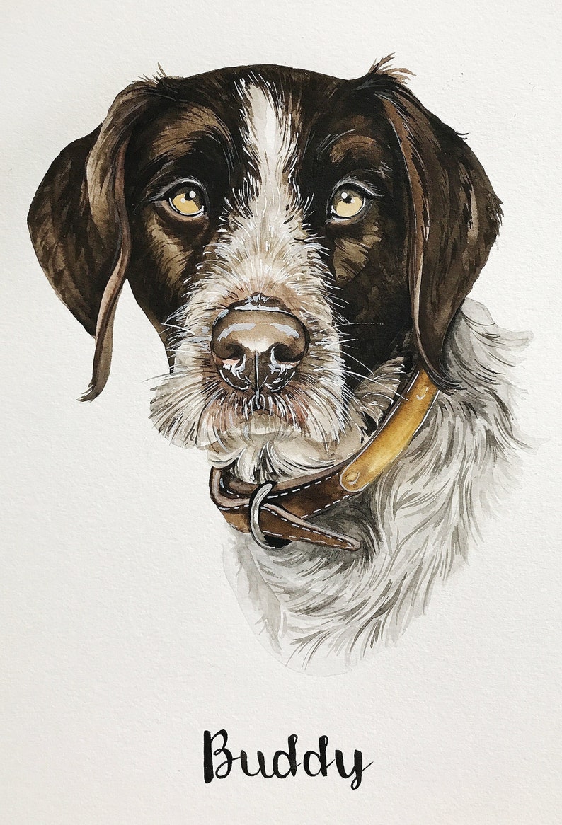 Custom Watercolor Pet Portrait: Handmade Dog or Cat Memorial 1 pet
