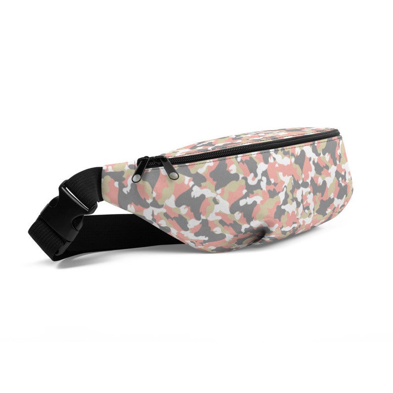 Water-resistant material Inside pocket Pastel Camo Fanny Pack Light Camouflage Pattern Adjustable straps