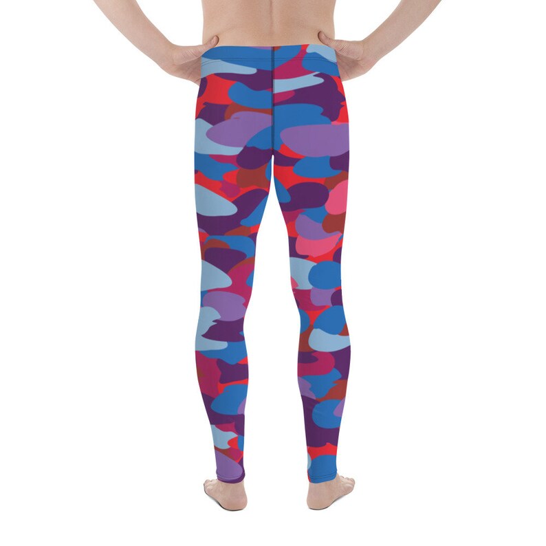Men/'s Leggings Gifts for men Blue-Red Camo Leggings for men All-over print Colorful Camouflage pattern Gift for him