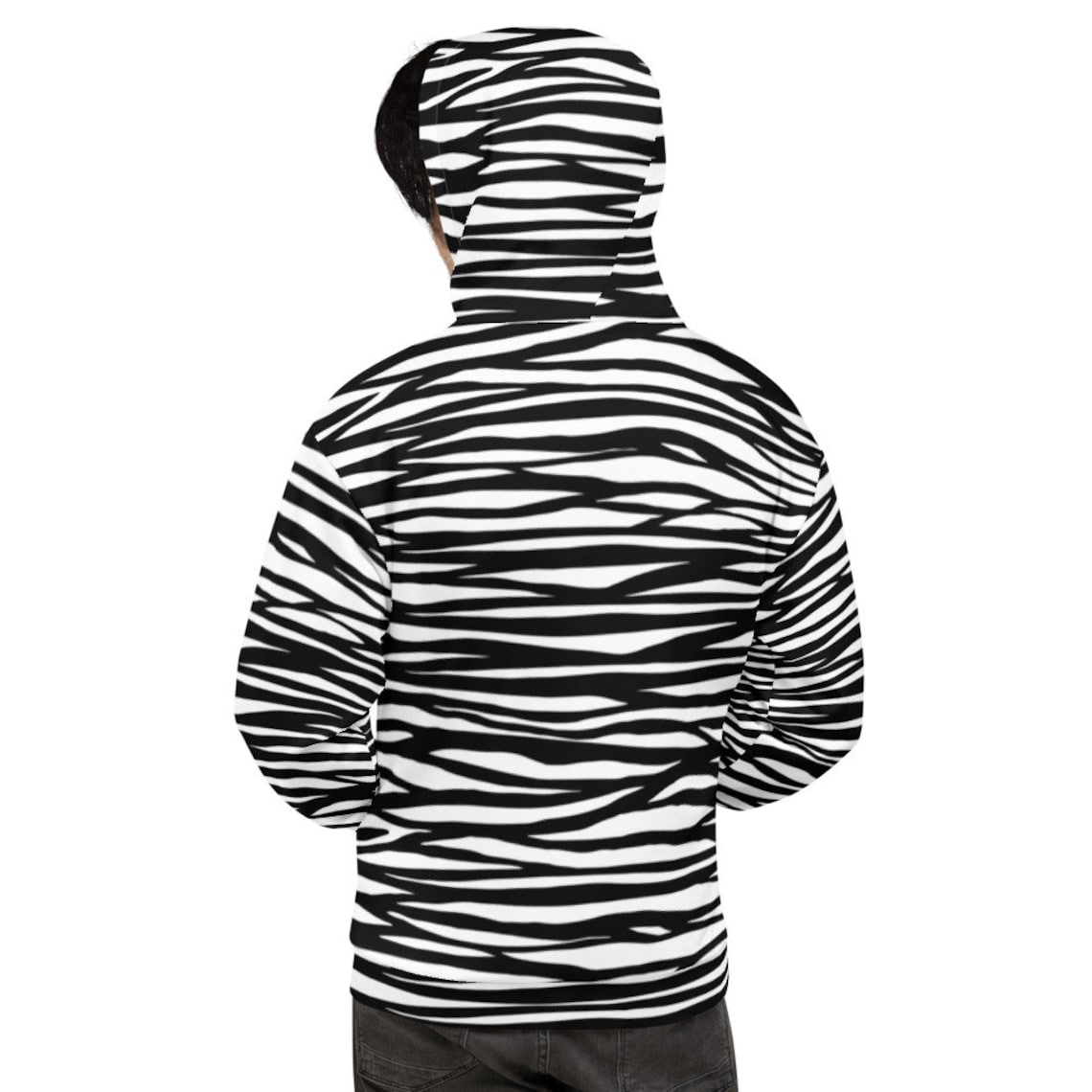 Zebra Unisex Hoodie Black & White Hoodie with Zebra Print Etsy