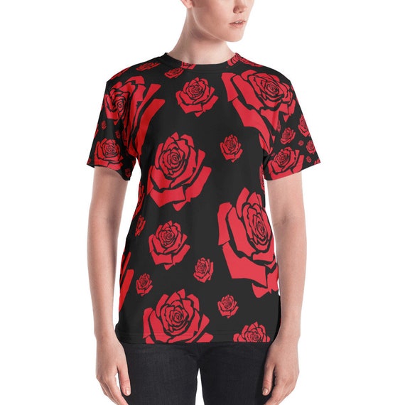 black shirt red roses