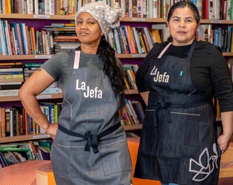La Jefa Denim Apron – Handcrafted Designer Apron, Made in California