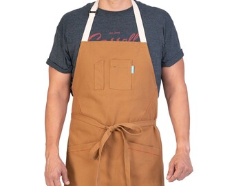 Premium Chef Apron for Man or Woman | El Jefe Apron Whiskey | 100% Cotton Canvas | Kitchen, Restaurant, Professional | Big & Tall Apron