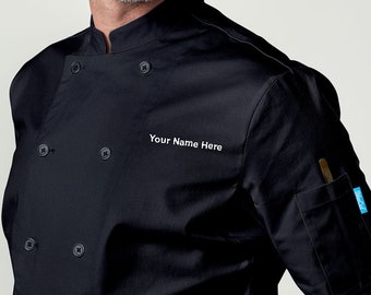 Quality Custom Chef Coat Embroidered, Unisex Short Sleeve Shirt | Ambassador Black Chef Coat | Personalized