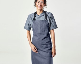 Premium Chef Apron for Man or Woman | Handcrafted | Mise Apron Grey | 100% Cotton | Kitchen, Restaurant, Professional