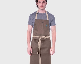 Chef Apron | Handcrafted | Line Apron Taupe | Cotton Twill | Kitchen, Restaurant, Professional