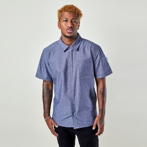 Premium Quality Work Shirt for Man and Woman, Short Sleeve Shirt | Logan Chambray Blue Work Shirt |  Kitchen, Restaurant, Mechanics