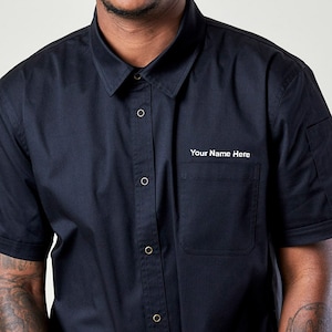 Premium Quality Work Shirt for Man and Woman, Industrial Short Sleeve Shirt | Logan Black Work Shirt |  Personalized Shirt, Chef Shirt