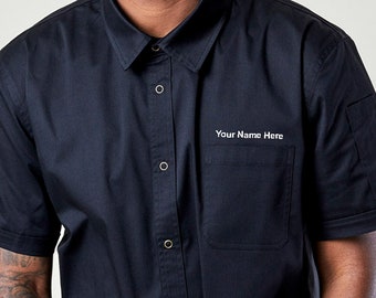 Quality Chef Shirt | Short Sleeve | Unisex | Logan Black Work Shirt |  Kitchen, Restaurant, Professionals | Personalization