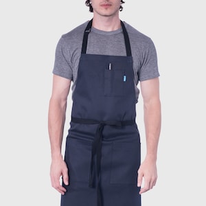 Handcrafted Navy Chef Apron | Poly Cotton Twill, Adjustable