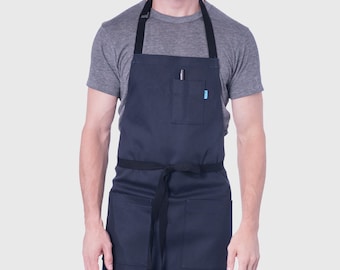 Premium Chef Apron for Man or Woman | Handcrafted | Line Apron Navy | Poly/Cotton Twill | Kitchen, Restaurant, Professional