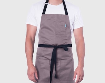 Chef Apron | Handcrafted | Line Apron Gray | Poly/Cotton Twill | Kitchen, Restaurant, Professional