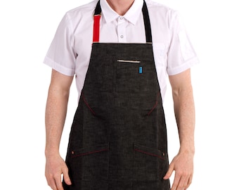 Bluecut Aprons - Premium Designer Apron Handcrafted in California Mason - Black Selvage Denim