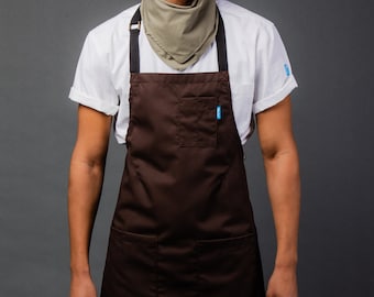 Premium Chef Apron for Man or Woman | Handcrafted | Line Apron Brown | Poly/Cotton Twill | Kitchen, Restaurant, Professional