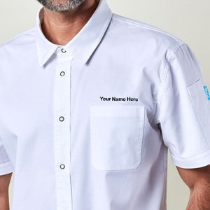 Premium Quality Work Shirt for Man and Woman, Industrial Short Sleeve Shirt | Logan White Work Shirt | Personalized Shirt, Chef Shirt