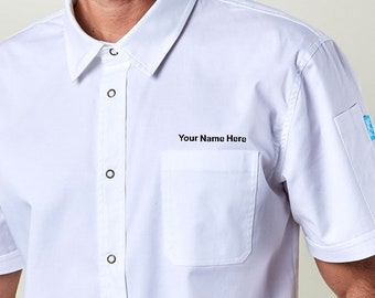 Premium Quality Work Shirt for Man and Woman, Industrial Short Sleeve Shirt | Logan White Work Shirt | Personalized Shirt, Chef Shirt