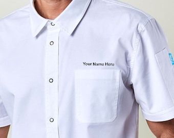 Quality Chef Shirt | Short Sleeve | Unisex  | Logan White Work Shirt |  Kitchen, Restaurant, Professionals | Personalization
