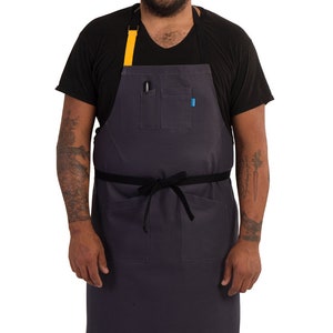 Premium Chef Apron for Man or Woman | El Jefe Apron Charcoal| 100% Cotton Canvas | Kitchen, Restaurant, Professional | Big & Tall Apron