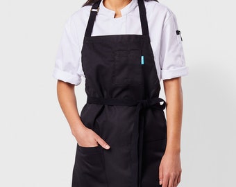 Premium Chef Apron for Man or Woman | Handcrafted | Line Apron Navy Black | Poly/Cotton Twill | Kitchen, Restaurant, Professional