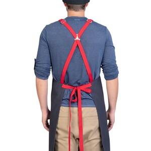 Premium Chef Apron for Man or Woman | Handcrafted | Lucca Cross Back Apron Charcoal | 100% Cotton | Kitchen, Restaurant, Professional