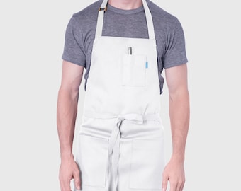 Premium Chef Apron for Man or Woman | Handcrafted | Line Apron White | Poly/Cotton Twill | Kitchen, Restaurant, Professional