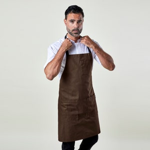 Premium Chef Apron for Man or Woman | Handcrafted | Mise Apron Brown | 100% Cotton | Kitchen, Restaurant, Professional